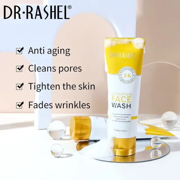 Dr. Rashel 24K Gold Anti-Aging Face Wash – Skin Tightening & Radiance Cleanser (100g)