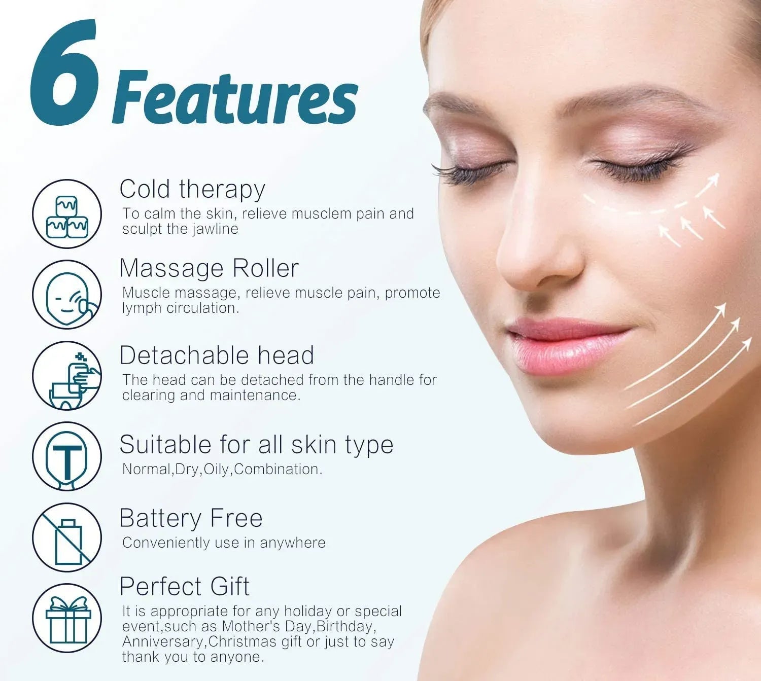 ❄️ Cooling Ice Face Roller – Reusable Facial Massager for Skin Refreshing & Puffiness Relief