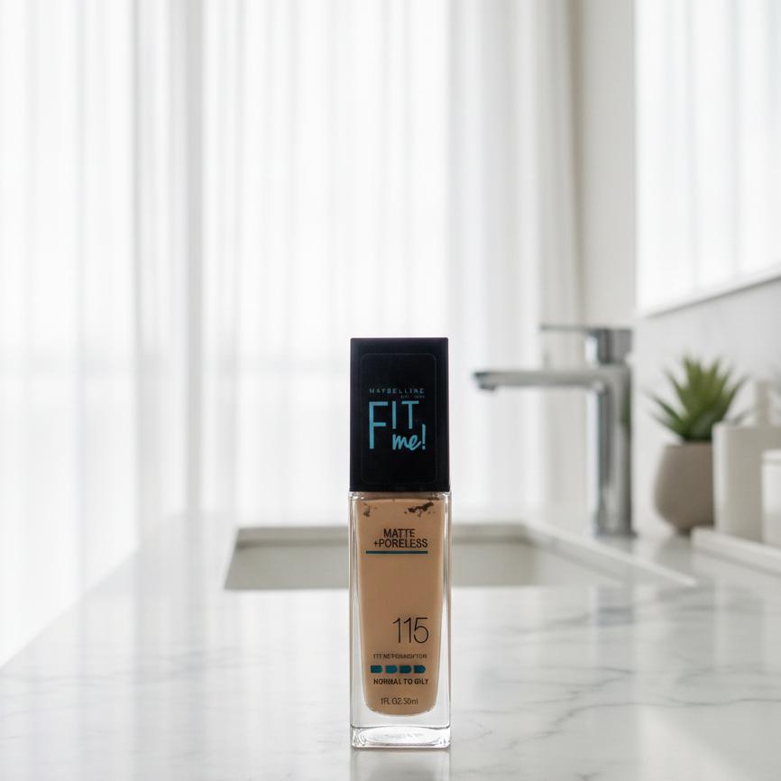 Maybelline Fit Me Matte + Poreless Foundation 115 Ivory – Oil Control & Natural Finish (30ml)