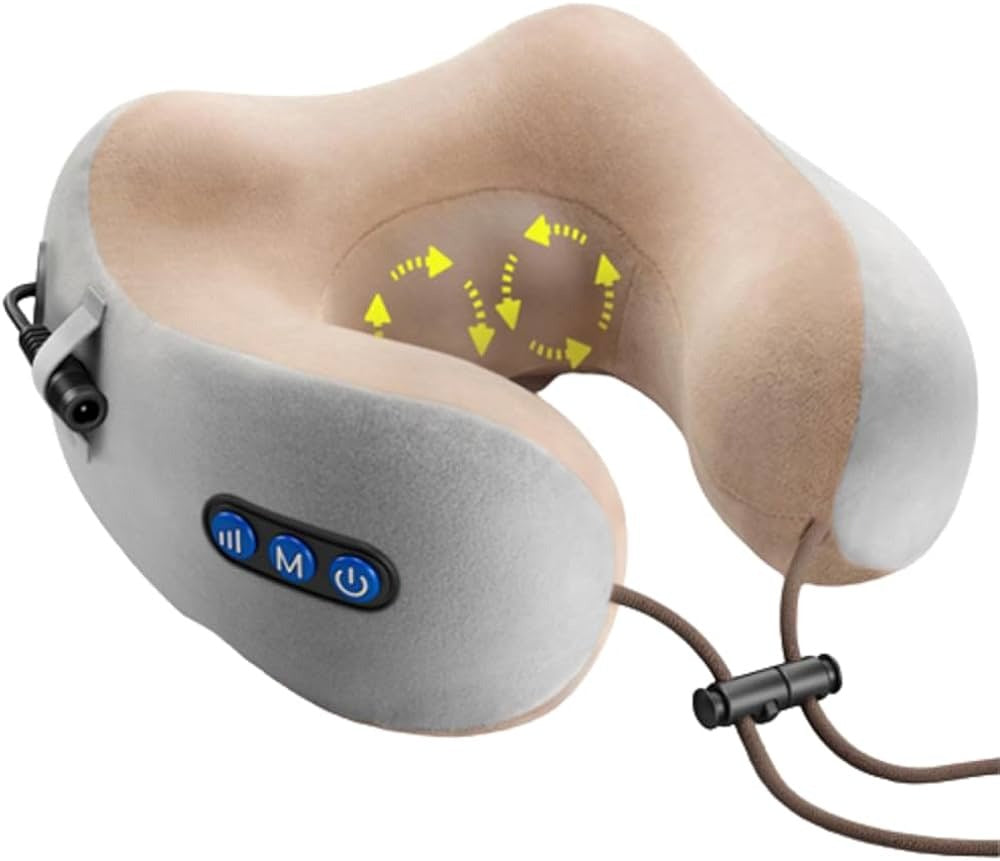 Premium Electric Massage Neck Pillow – Rechargeable U-Shaped Travel Massager