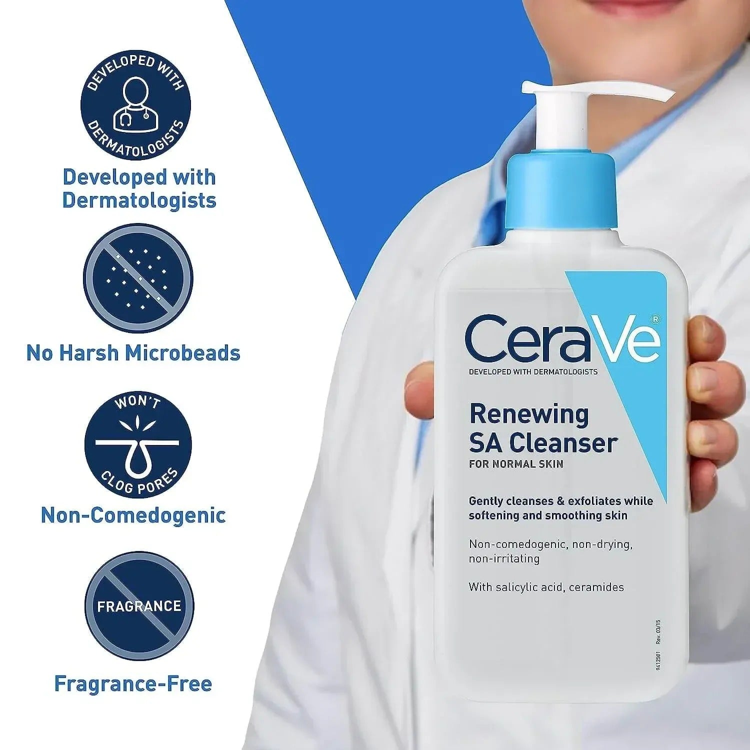 CeraVe Renewing SA Cleanser | Salicylic Acid Exfoliating Face Wash for Smooth & Healthy Skin (237ml)