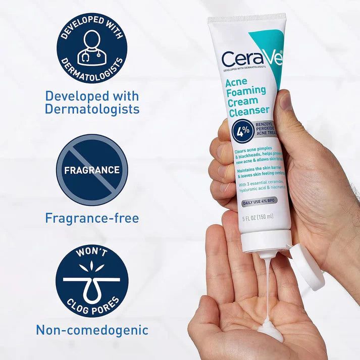 CeraVe Complete Acne & Hydration Skincare Kit | Cleanser, Retinol Serum, Night Cream & SPF 50 Sunscreen Set