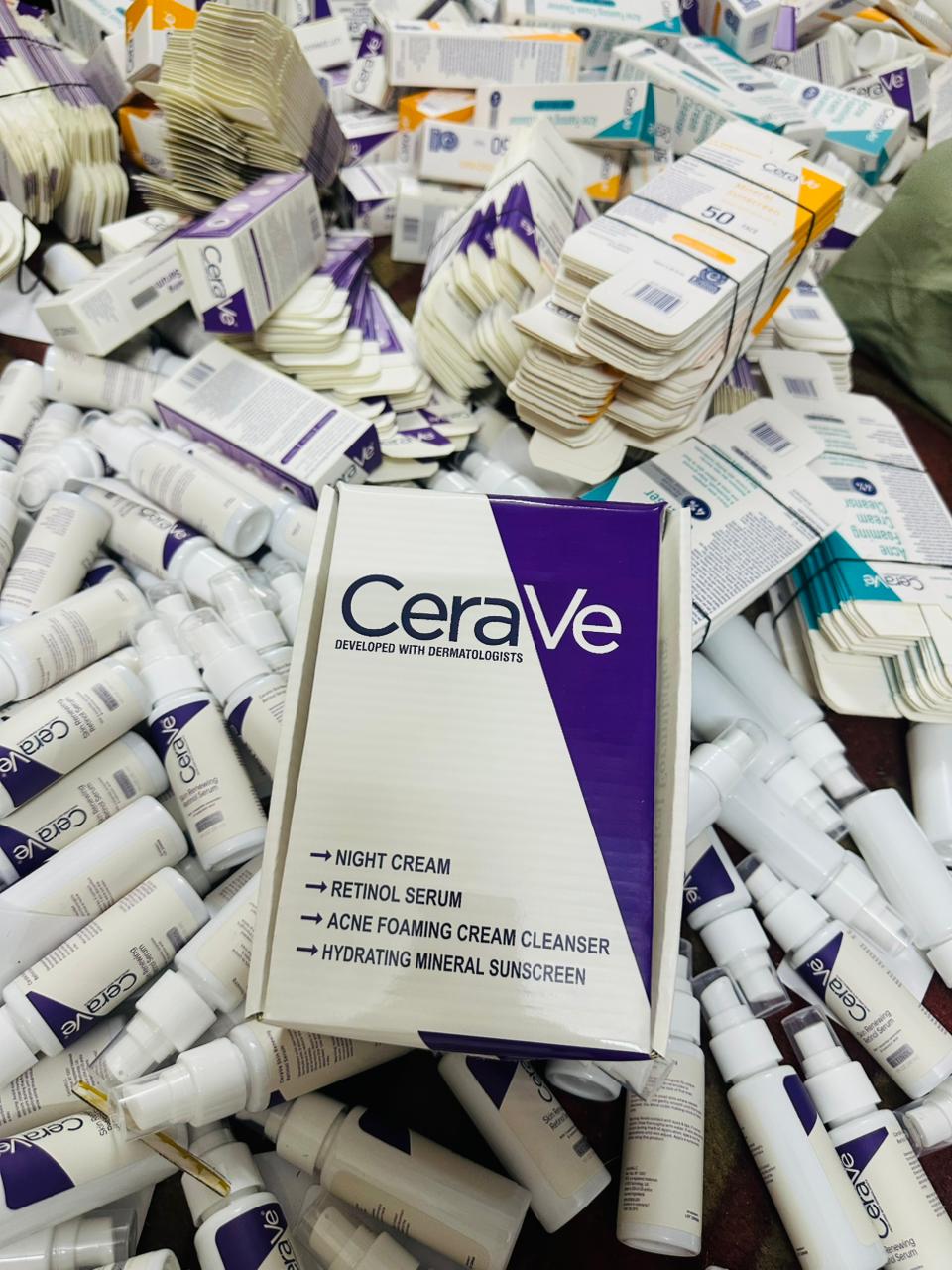 CeraVe Complete Acne & Hydration Skincare Kit | Cleanser, Retinol Serum, Night Cream & SPF 50 Sunscreen Set