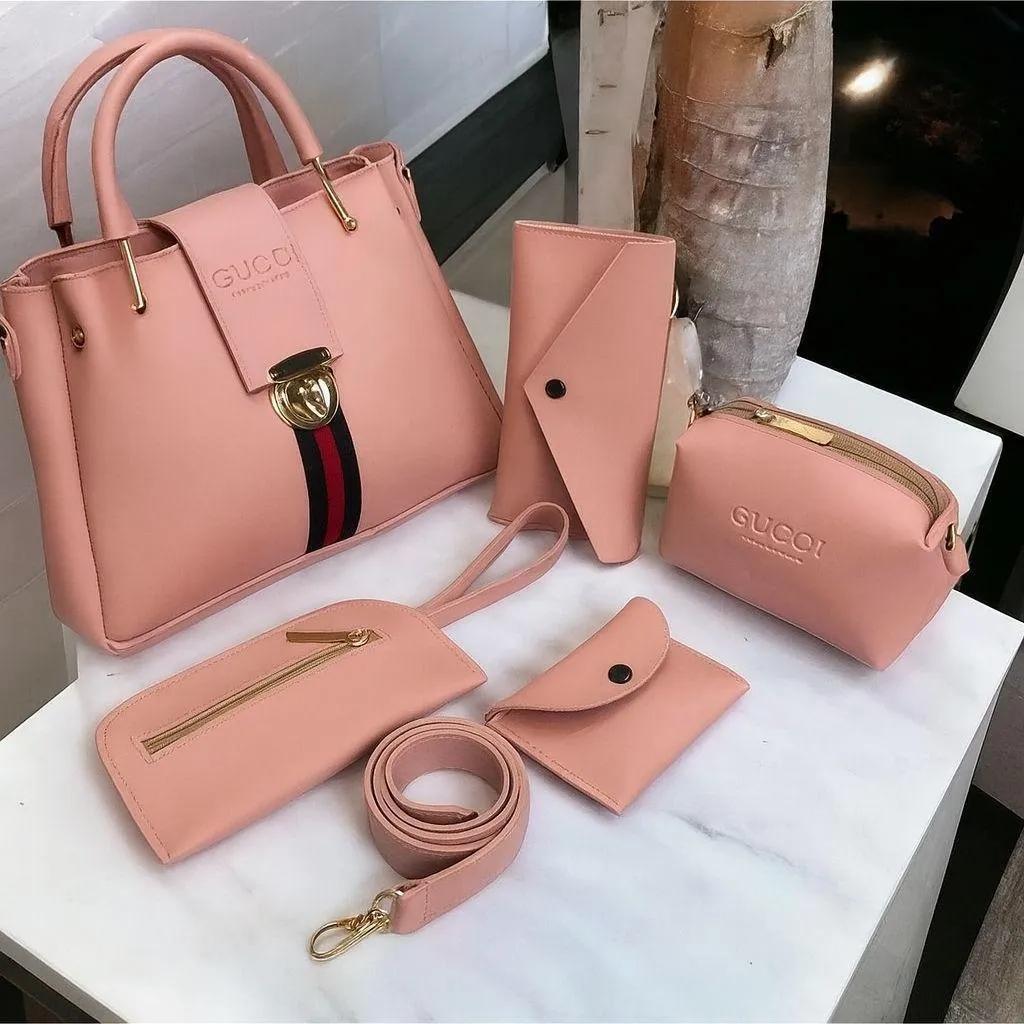 Luxury 5-in-1 Women's Handbag Set – Elegant PU Leather Shoulder Bag, Clutch & Wallet Combo