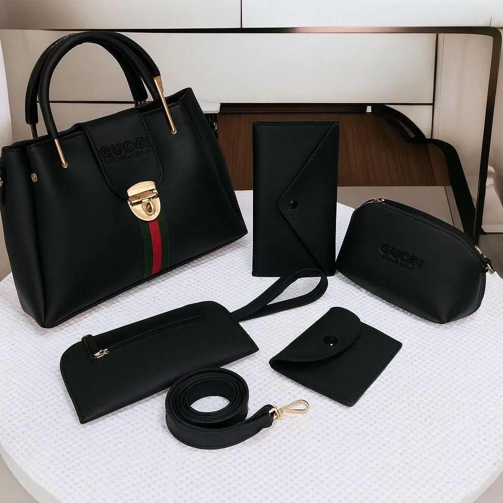 Luxury 5-in-1 Women's Handbag Set – Elegant PU Leather Shoulder Bag, Clutch & Wallet Combo