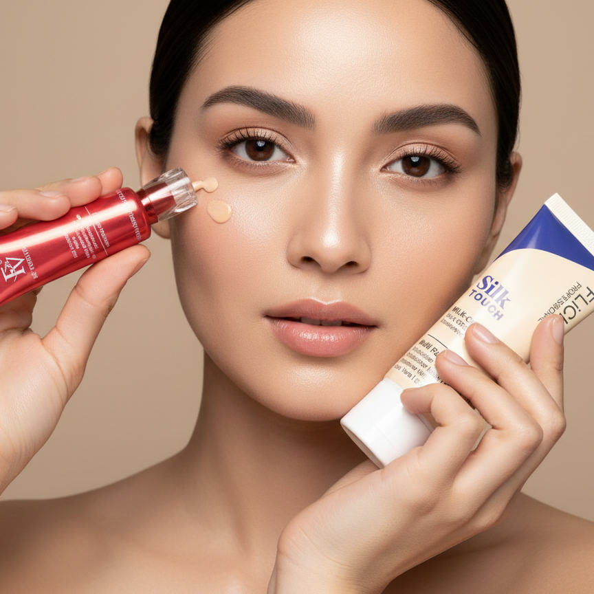 2-in-1 Flawless Glow Deal – Flicka Silk Touch Milk-Cream & SK-Forever Skin Nourishing Foundation Combo