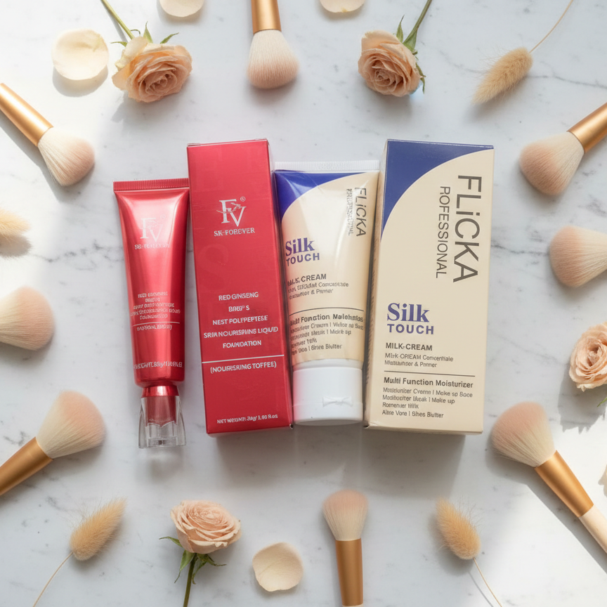 2-in-1 Flawless Glow Deal – Flicka Silk Touch Milk-Cream & SK-Forever Skin Nourishing Foundation Combo