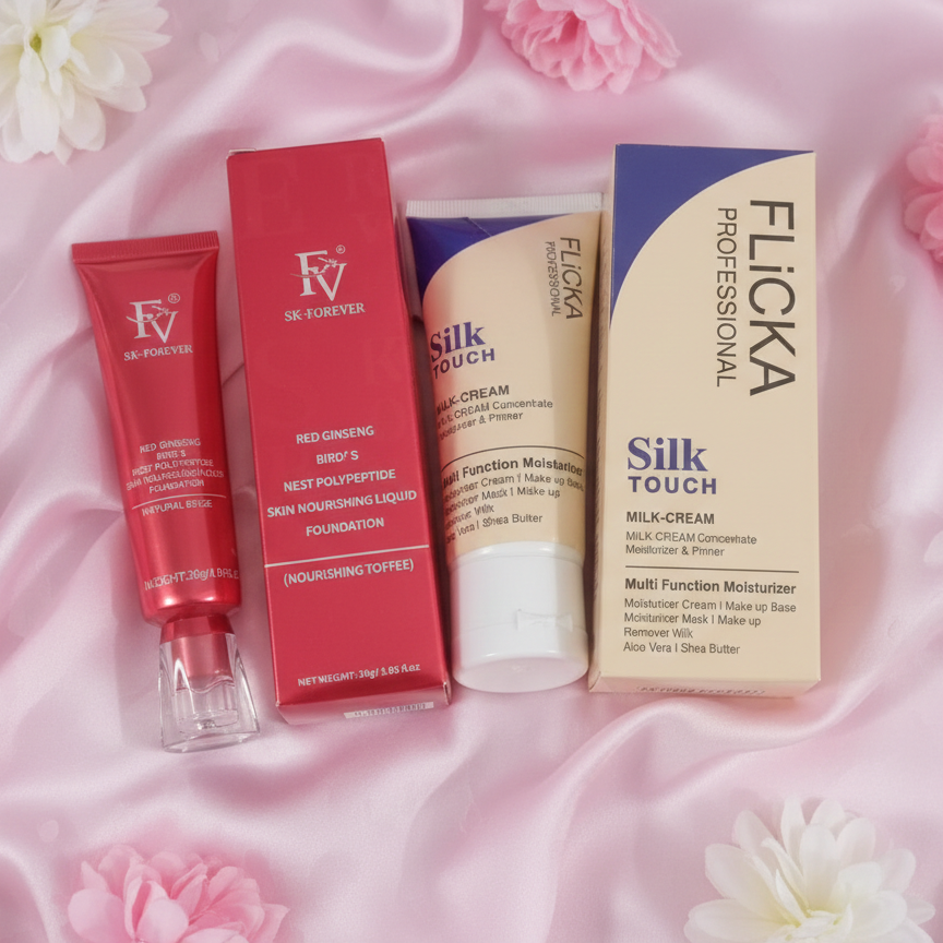 2-in-1 Flawless Glow Deal – Flicka Silk Touch Milk-Cream & SK-Forever Skin Nourishing Foundation Combo