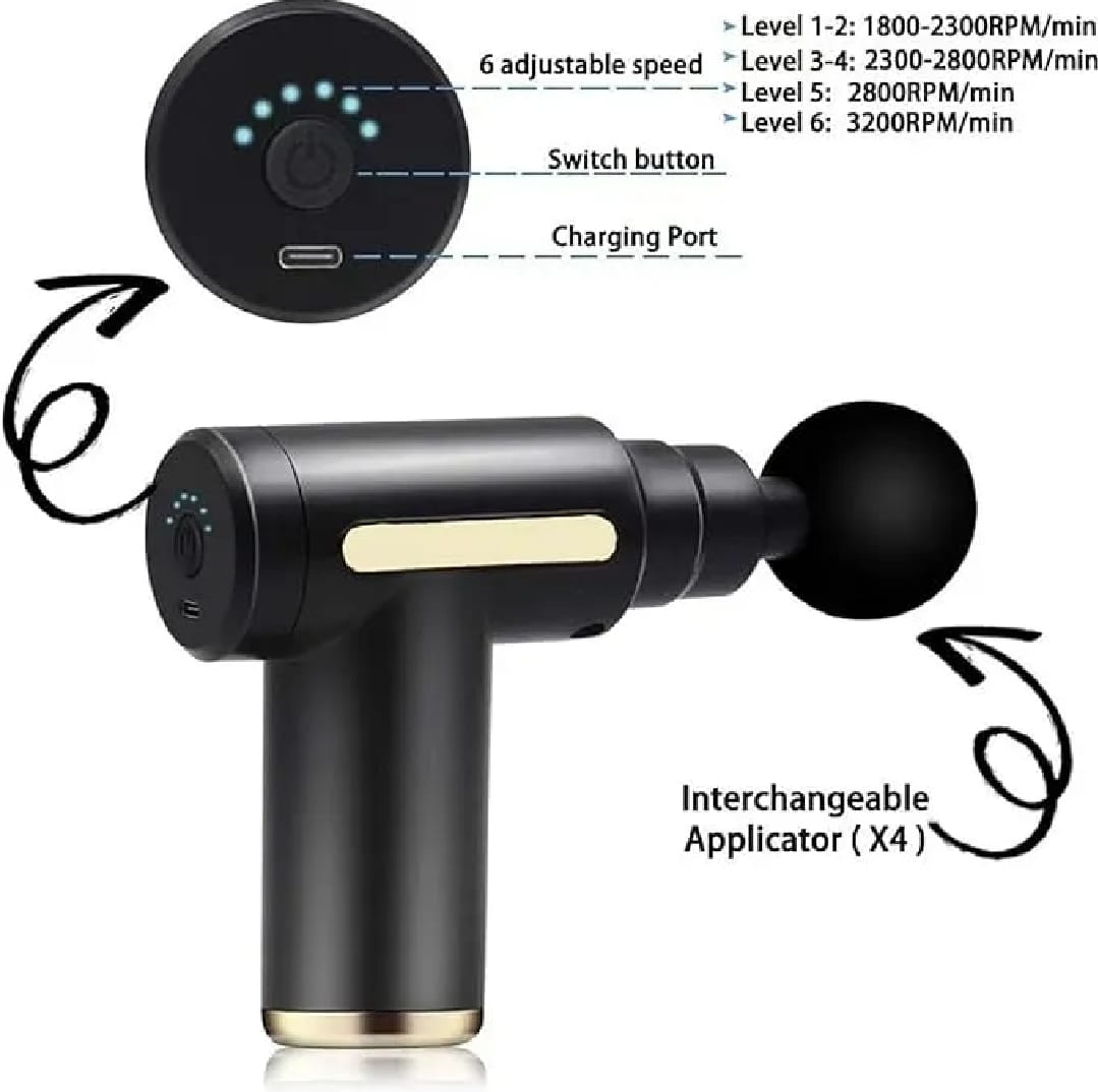 Portable Percussion Muscle Massager with 4 Massage Heads