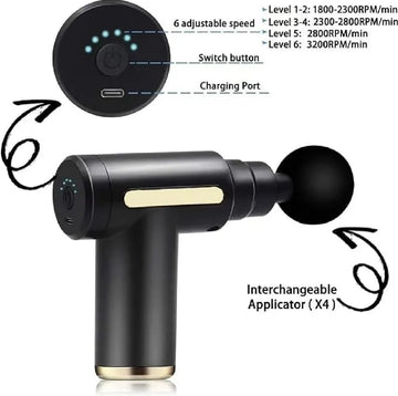 Portable Percussion Muscle Massager with 4 Massage Heads