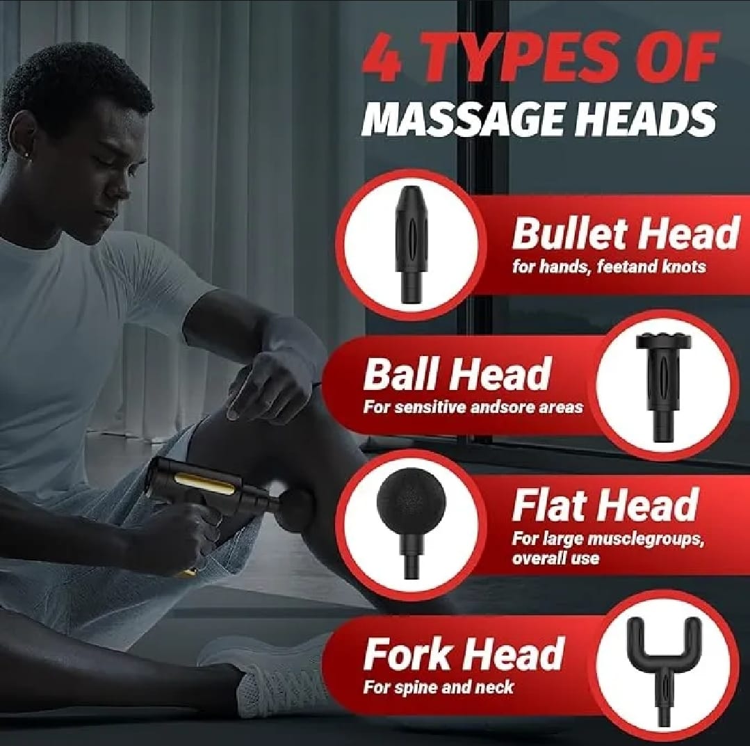 Portable Percussion Muscle Massager with 4 Massage Heads