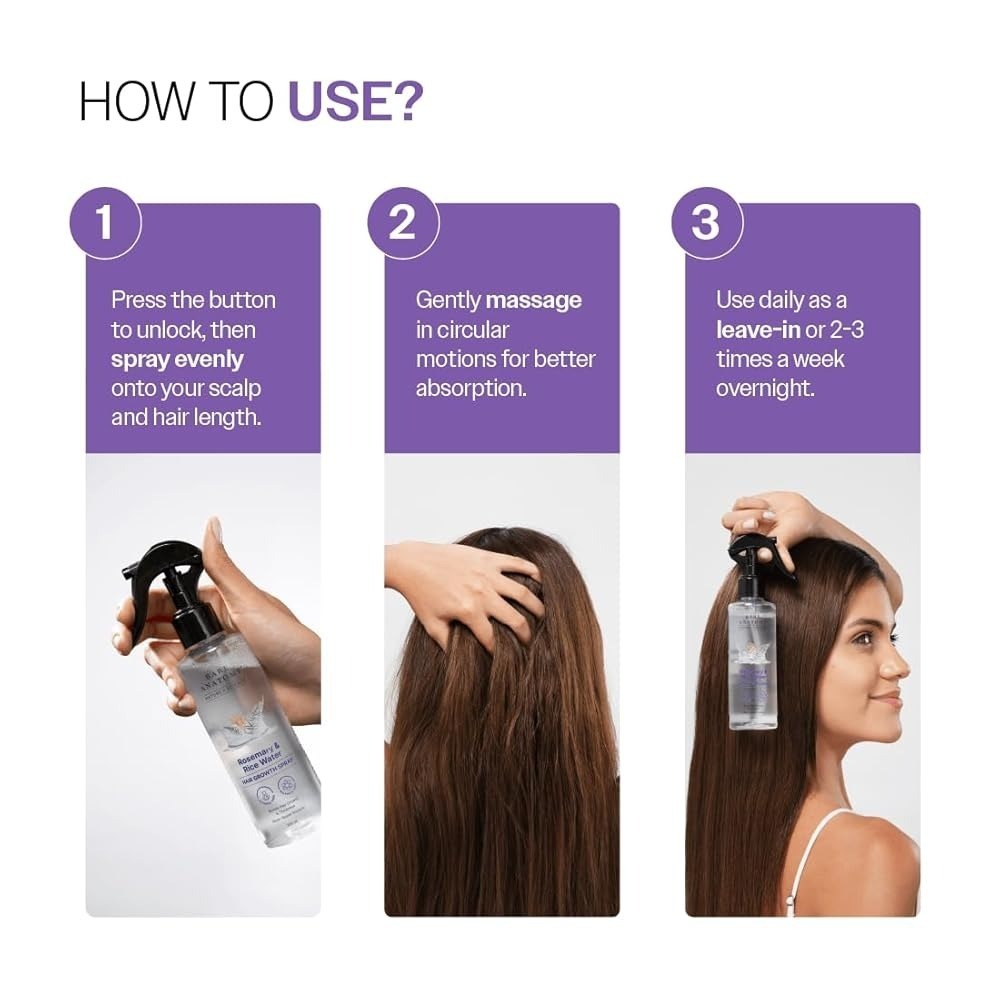 Bare Anatomy Rosemary & Rice Water Hair Growth Spray – 200ml | Strengthen & Thicken Hair