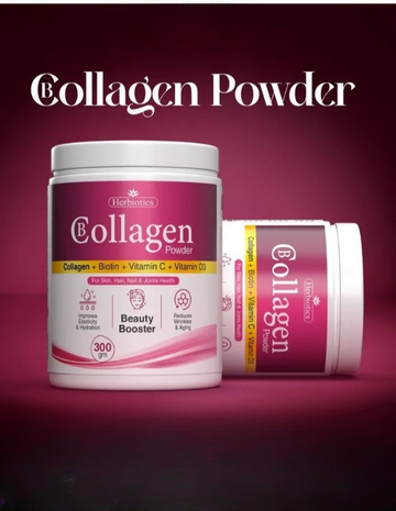 Herbiotics Collagen Powder 300g – Collagen + Biotin + Vitamin C + Vitamin D3 | Skin, Hair, Nails & Joint Support