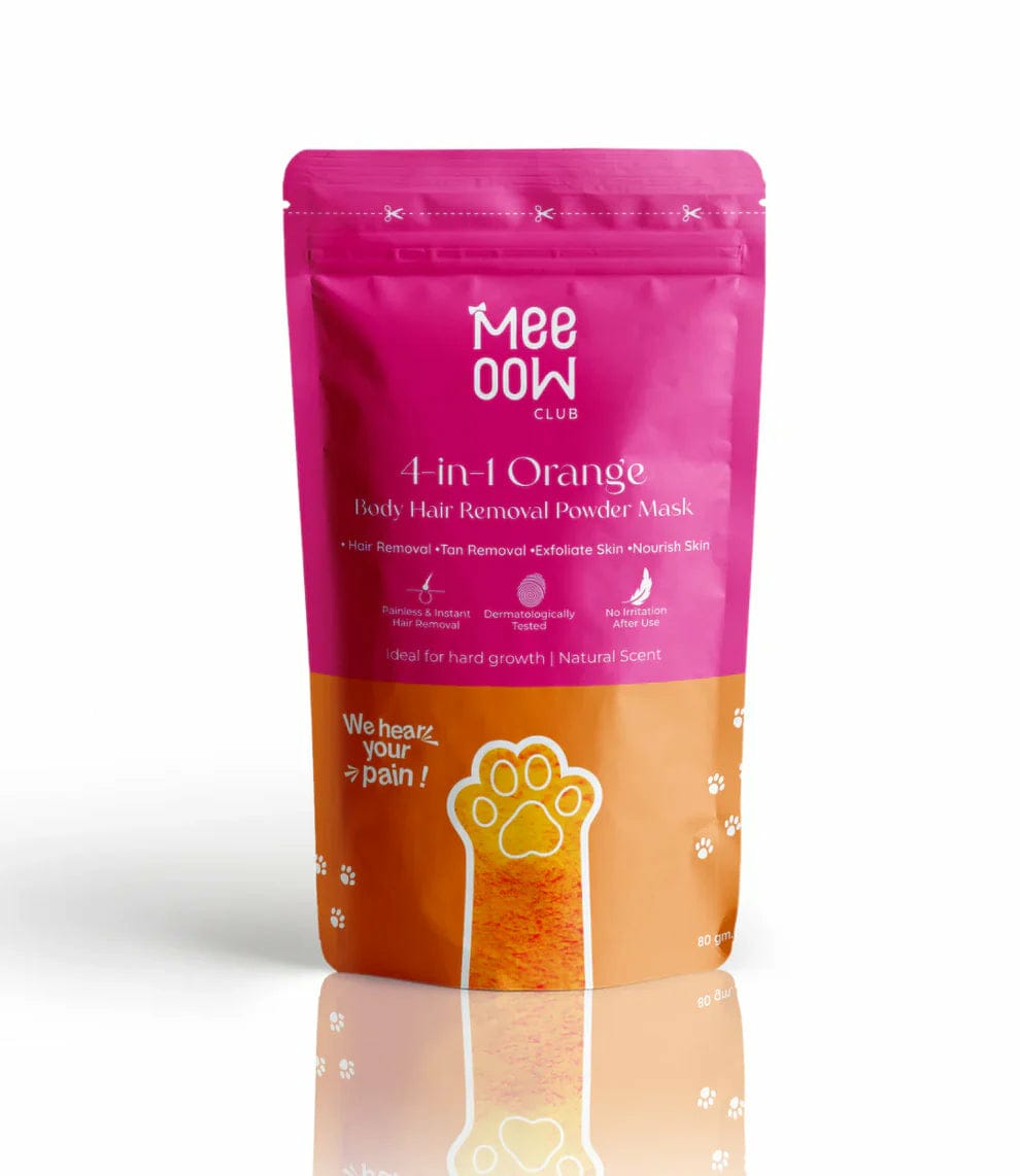 Meeoow Club 4-in-1 Painless Hair Removal Powder Mask – Orange Natural Wax (80g)
