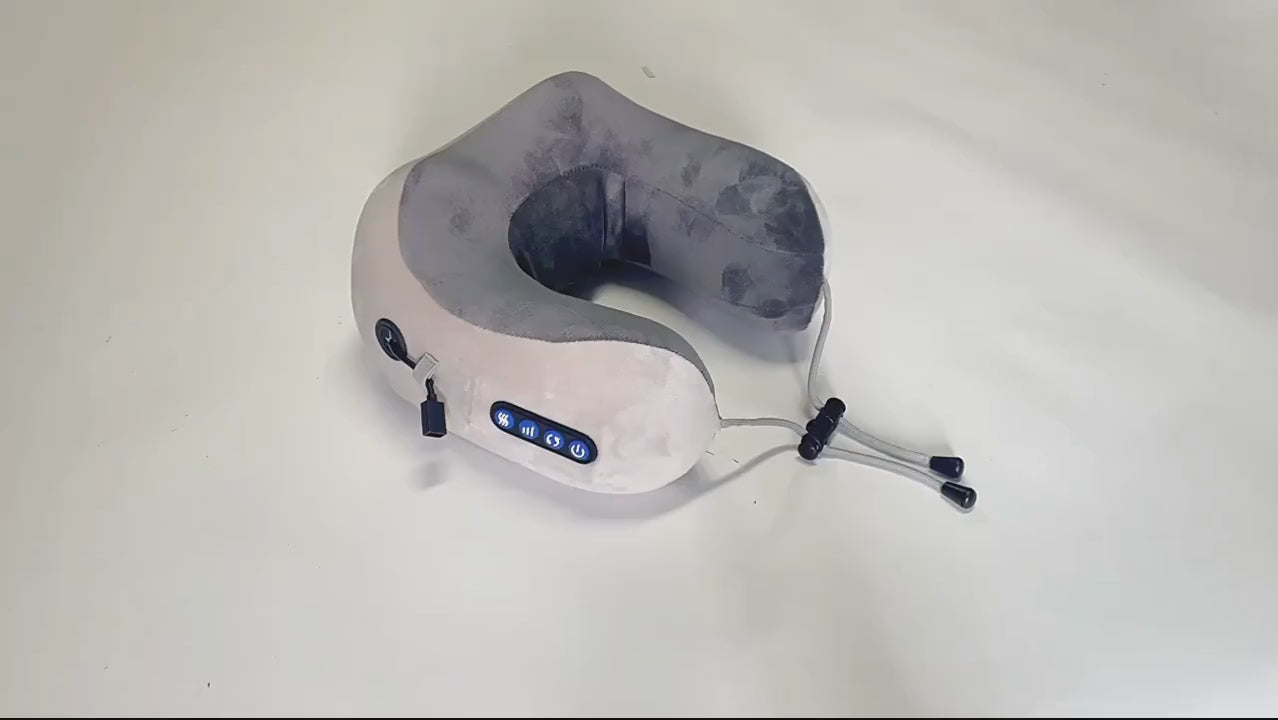 Premium Electric Massage Neck Pillow – Rechargeable U-Shaped Travel Massager