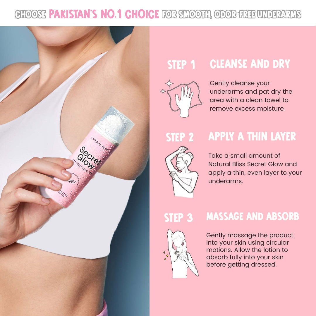 Secret Glow Original Underarm Brightening & Odor Control Cream | Long-Lasting Odor Control | Hydrating & Gentle Formula 50g